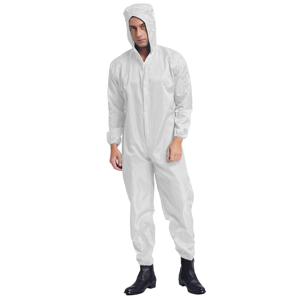 Adult Anti-Static Hooded Coverall Workshop Uniform Long Sleeve Zipper Dust-proof Overalls Jumpsuit for Lab Worker Spray Paint