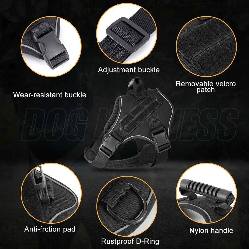 Dogs Harnesses Pet Tactical Breathable Chest Strap Leash Dog Vest Night Reflective Anti-Break