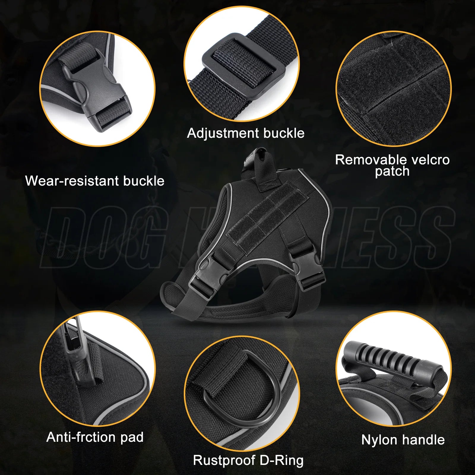 Dogs Harnesses Pet Tactical Breathable Chest Strap Leash Dog Vest Night Reflective Anti-Break