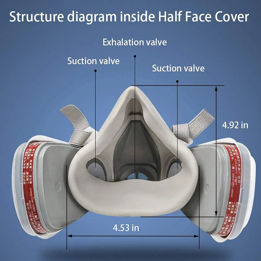26in1 6200 Half Face Dust Gas Mask Respirator For Industrial Paint Spray Chemical Organic Vapor With Filters Protection