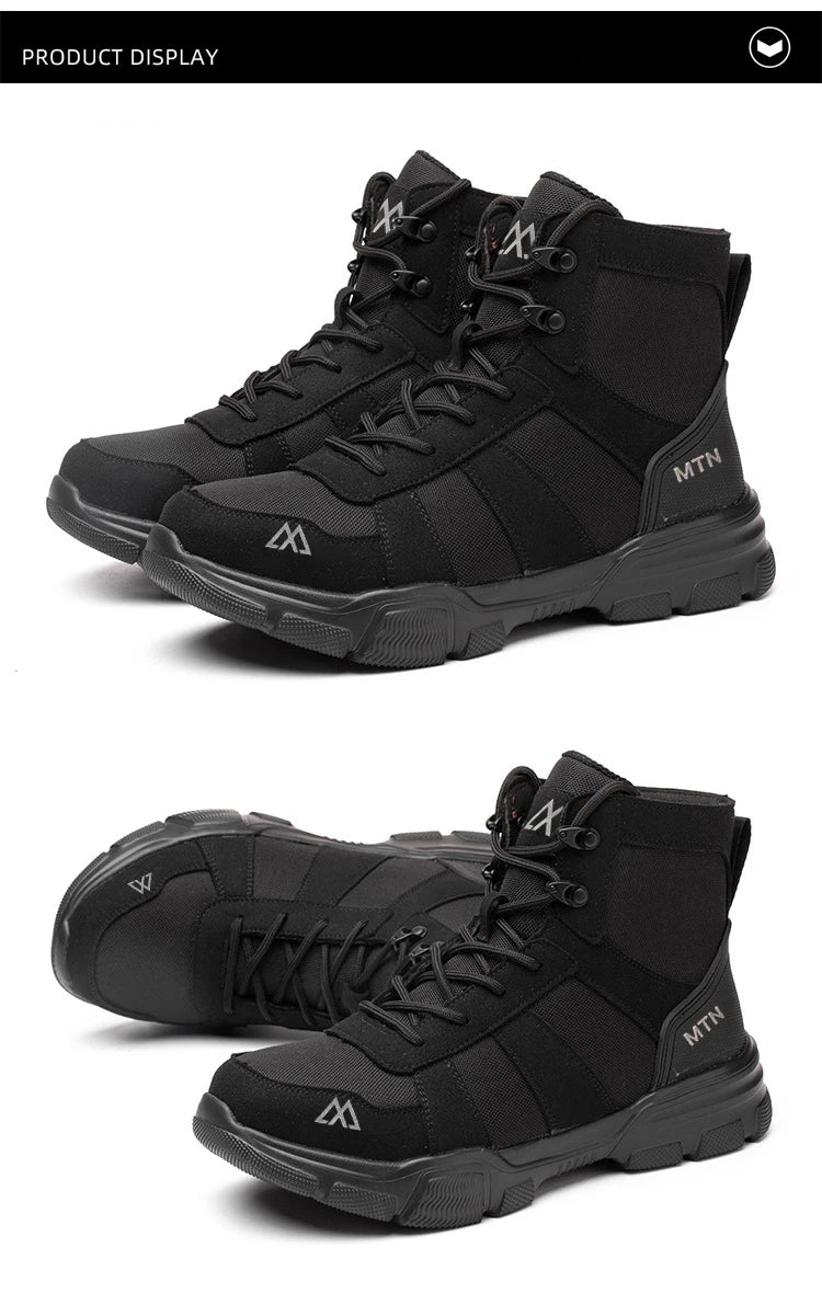 Men Industrial Steel-Toe Work Shoes- Breathable Anti-Smash Protection