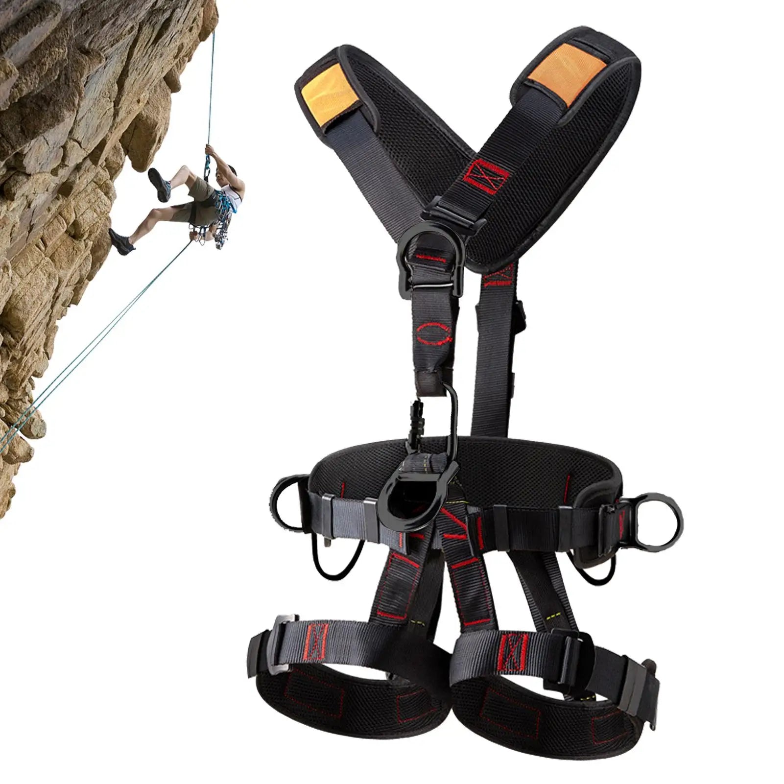 Climbing Harness Adjustable Fall Protection Harness Detachable Fall Harness For Men Tree Climbing Gear Safety Hunting
