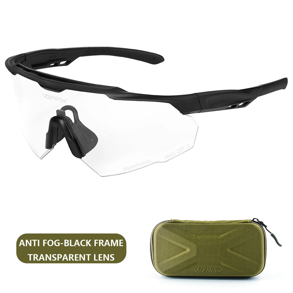 Vozapow Professional Shooting Glasses UV400 ANSI Z87.1 Safe Airsoft Tactical Goggles Anti Fog Mountaineering Fishing Sunglasses