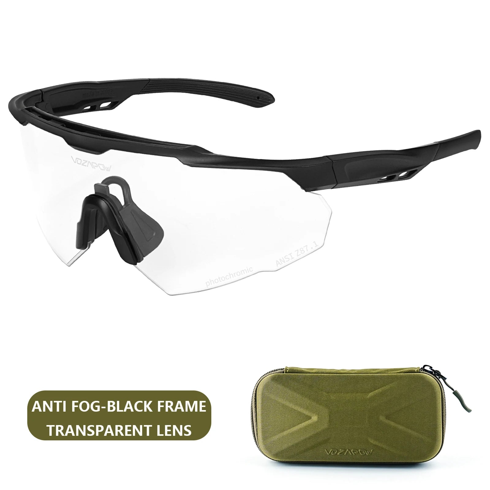 Vozapow Professional Shooting Glasses UV400 ANSI Z87.1 Safe Airsoft Tactical Goggles Anti Fog Mountaineering Fishing Sunglasses
