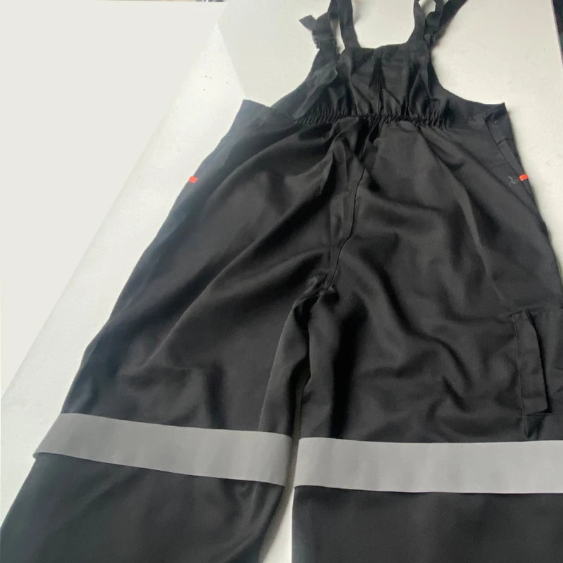 Reflective Bib Overalls Mens Women Work Clothing Protective Coveralls Strap Jumpsuit Multi Pockets Uniform Sleeveless Cargo Pant