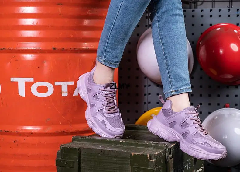 Women Safety Shoes New Steel Toe Work Safety Boots Breathable Working Sneaker Lightweight Sport Work Shoes Woman Boot Industrial