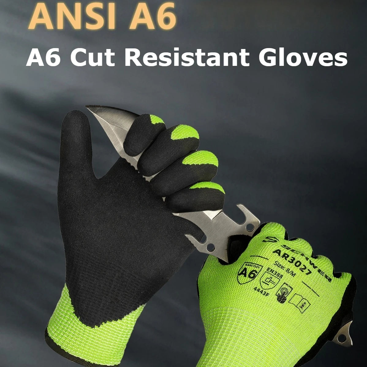 A6 Cut Resistant Gloves Steel Wire Anti-Cut Puncture Proof Anti-Slip Breathable Work Safety Gloves for Construction