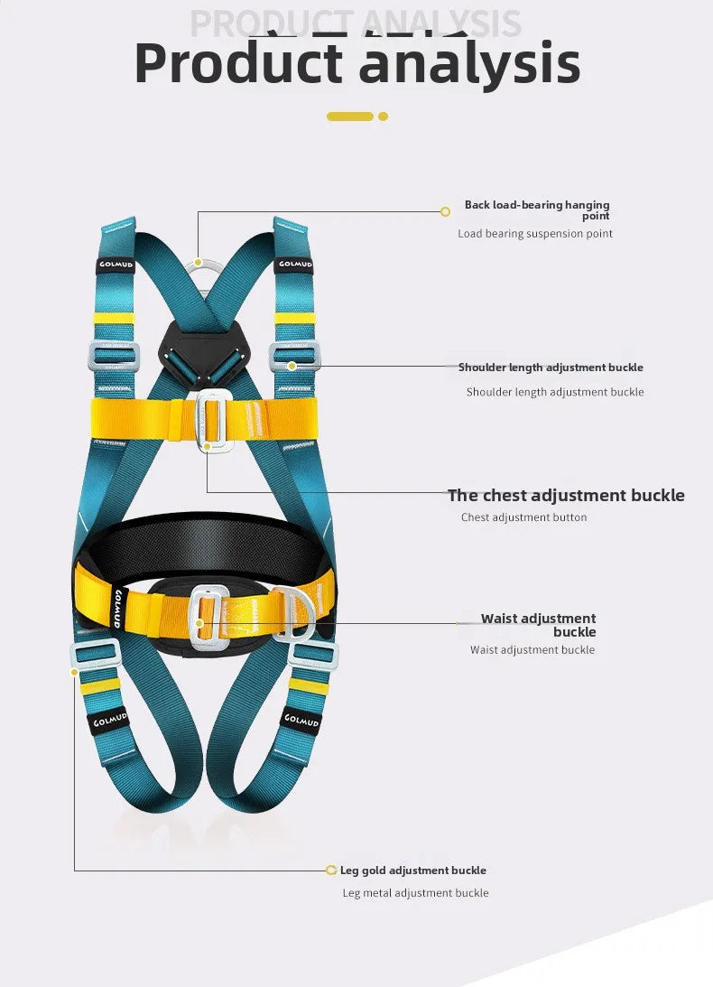 Safety Harness for Work in Height with Safety Rope Belt Carabiner Outdoor Climbing Industrial Full Body Security Protection