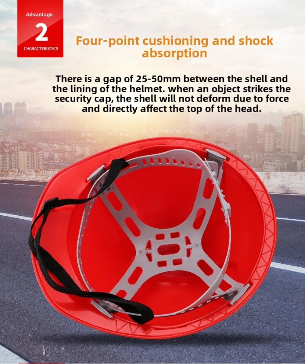 Heavy Duty Hard Hat‌ Anti Smash Protective Construction Labor Protection Adjustable Cushioned Safety Helmet Safety Equipment