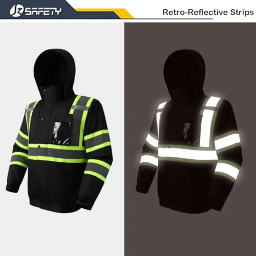 Hi-Vis Winter Safety Bomber Jacket for men and women Winter Safety Jacket Durable and Waterproof Construction Work Jacket for W