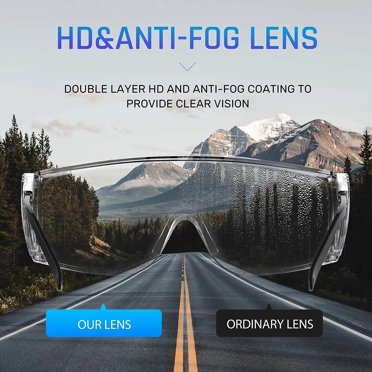 Clear Safety Glasses, Splash Proof Goggles with Anti Fog, Lab Protective Goggles, Lightweight Protective Eyewear Over Glasses Im
