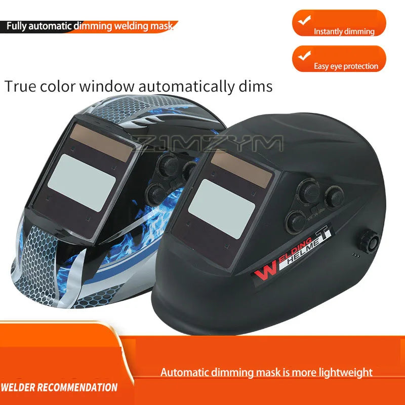Large View Welder Protect Mask Automatic Dimming Welding Facemask 4 Sensors Solar Cell Powered Grinding Welding Cutting Helmet