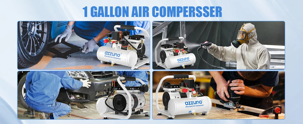 AZZUNO 500W Air Compressor Quiet Oil-free Portable Air Pump for Home Repair Tire Inflation Whisper Compressor