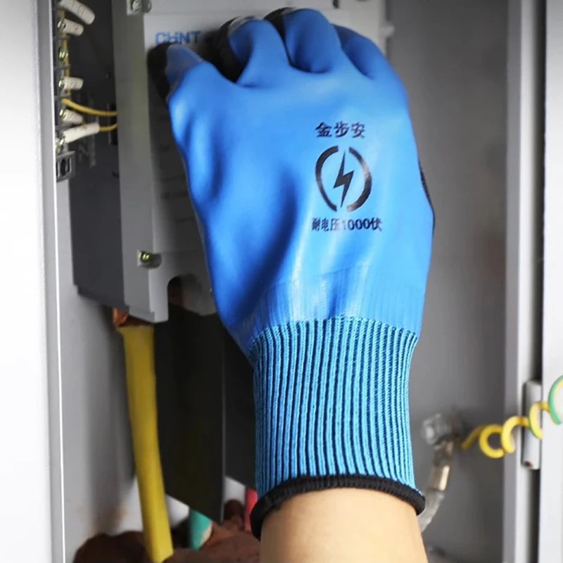 New 1 Pair Withstanding Voltage 1000V High Elasticity Glove Safety Protective Blue Electrician Insulating Gloves
