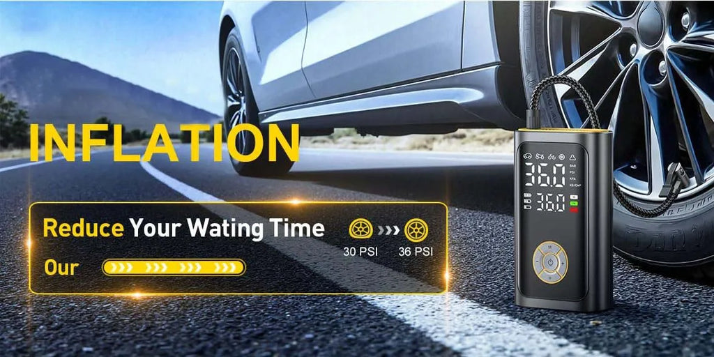 Portable Cordless Digital Air Compressor Pump - LED Display, Auto-Shutoff, For Cars, Bikes & Sports Balls.