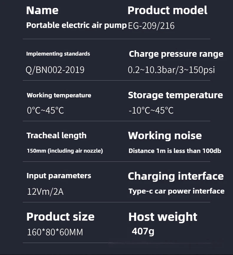 Wireless Portable Air Compressor 150PSI Electric Tire Inflator with LED Light Digital LCD Display for Car Bicycle Fast Air Pump