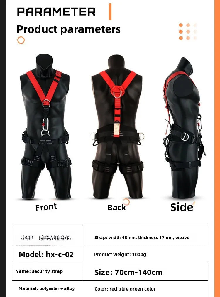 High Altitude Work Safety Harness 5-Point Full Body Safety Belt Outdoor Climbing Mountaineering Construction Rescue Equipment