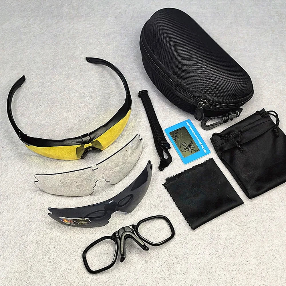 Tactical Eyewear Eye Protection Goggles Unisex Shooting Glasses with 3 Interchangeable Lens Airsoft Goggle for Outdoor Sports