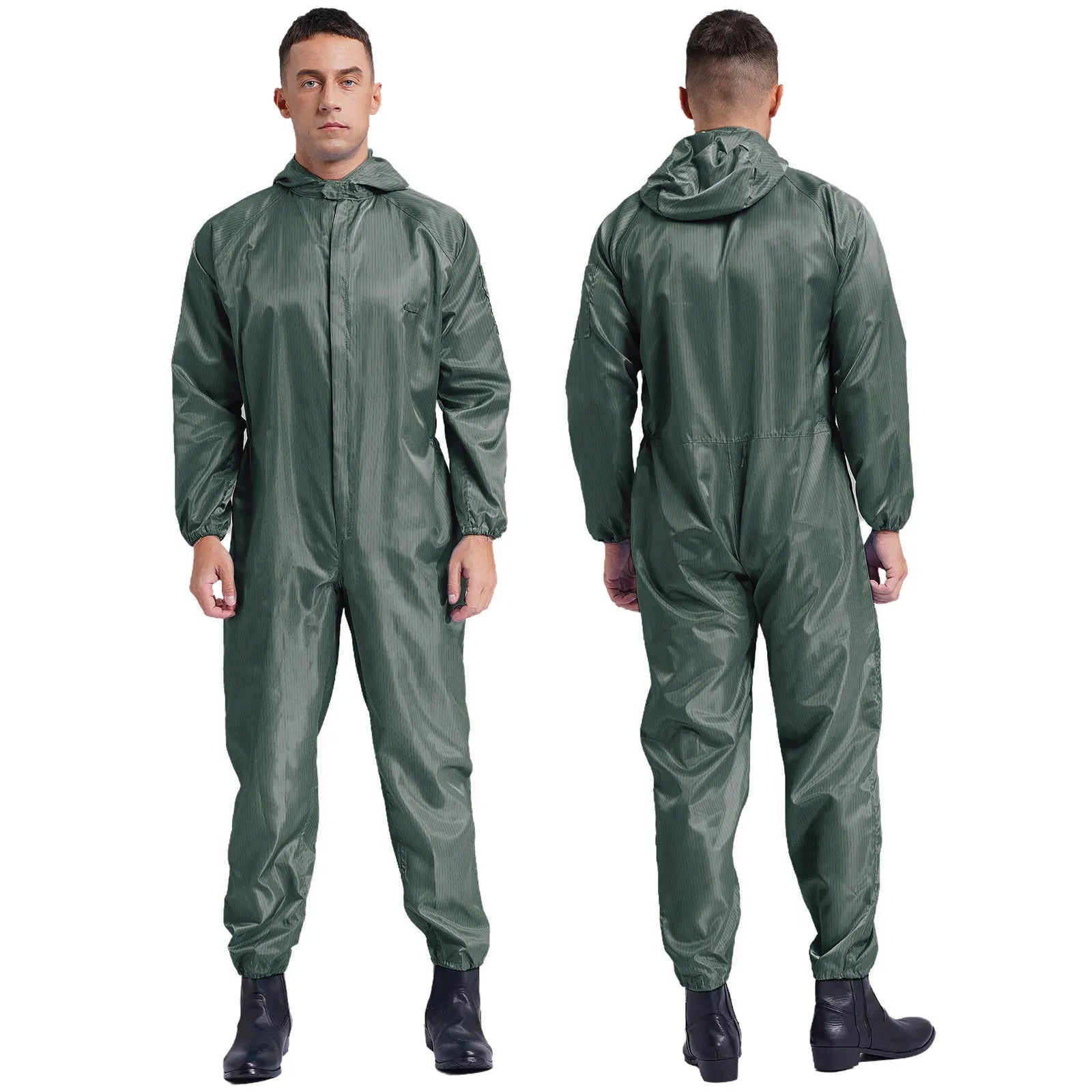 Adult Anti-Static Hooded Coverall Workshop Uniform Long Sleeve Zipper Dust-proof Overalls Jumpsuit for Lab Worker Spray Paint