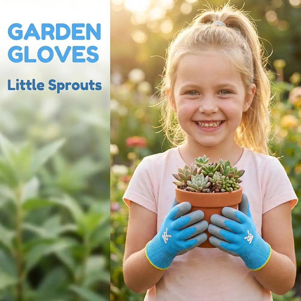 Kids Durable Waterproof Garden Work Gloves Non-Slip Children Safety Yard Work Gloves Portable Garden Supplies Gardening Gloves