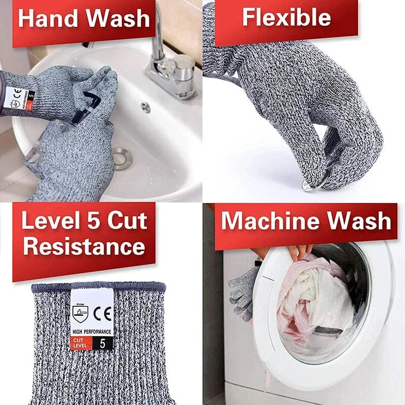 Cut Resistant Gloves HPPE Level 5 Abrasion Resistant Carpentry Kitchen Knife Fish Grabbing Slip Resistant Hand Protection