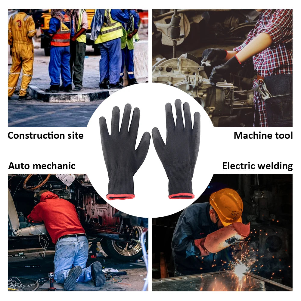 10/30 Pair Logo Free Polyurethane Gloves Safety Work Gloves Repair Gloves Palm Coated Gloves Carpenter Repairman Supplies