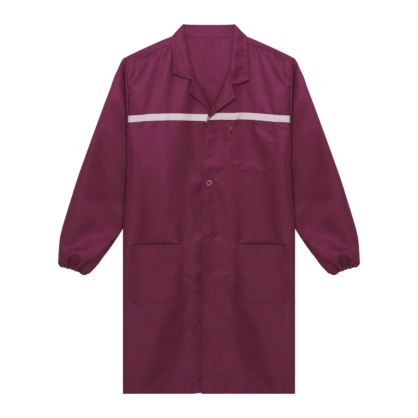 Mens Womens Factory Workshop Uniform Long Sleeve Pockets Button-up Coverall Reflective Strips Long Workwear Wear-resistant Coat