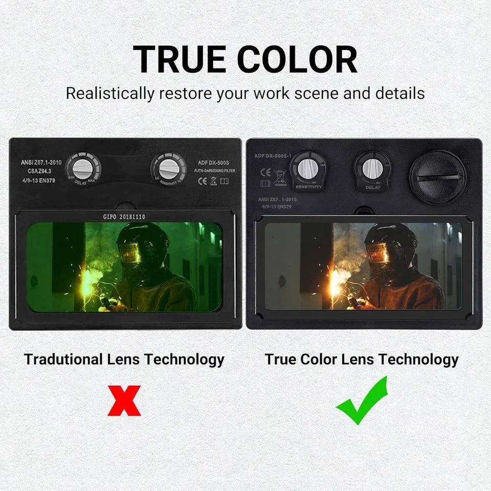 Welding Helmet Solar True Color Auto Darkening Welder Mask Adjustment Large View protective helmet For Arc Weld Grind Cut