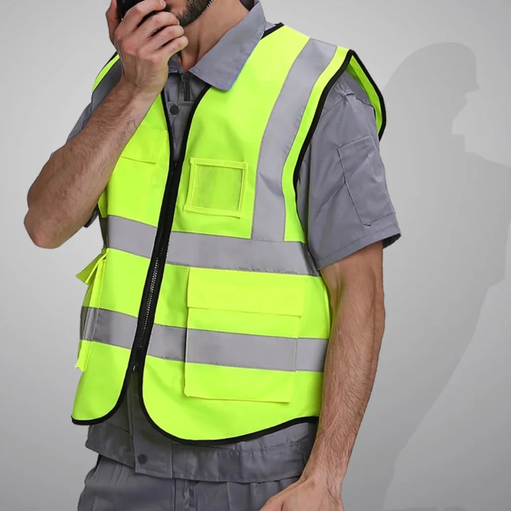 Reflective Vest Mesh Breathable Construction Safety Protective Clothing Road Traffic Warning Fluorescent Vest
