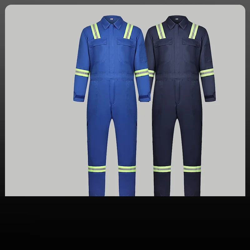 Hi Vis Work Overall Auto Repair Workshop Welding Suit Mechanic Uniform Coal Miner Mariner Porter Coverall Reflective Safety Suit