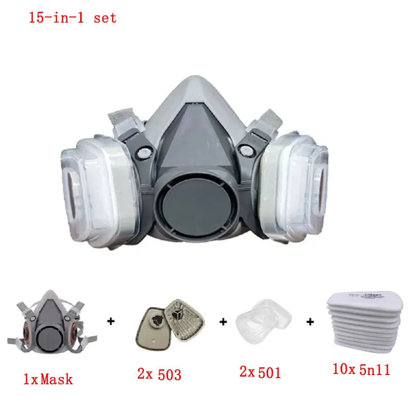 6200 Dust Mask Half Face With 503 5N11 Particle Filters Goggles Set For Industrial Labor Dust Paint Spray Decoration Grinding ﻿