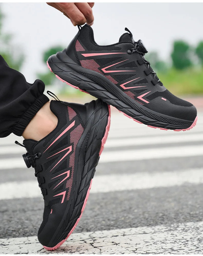 New Women Safety Shoes Rotated Button Men Woman Steel Toe Sneakers Puncture Proof Anti-smash Work Safety Boots Female Industrial