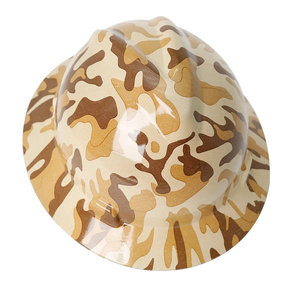 Camouflage Safety Helmet Full Brim Protective Hard Hat Outdoor Construction Sun Shade Hat High Strength Railway Metallurgy Mine