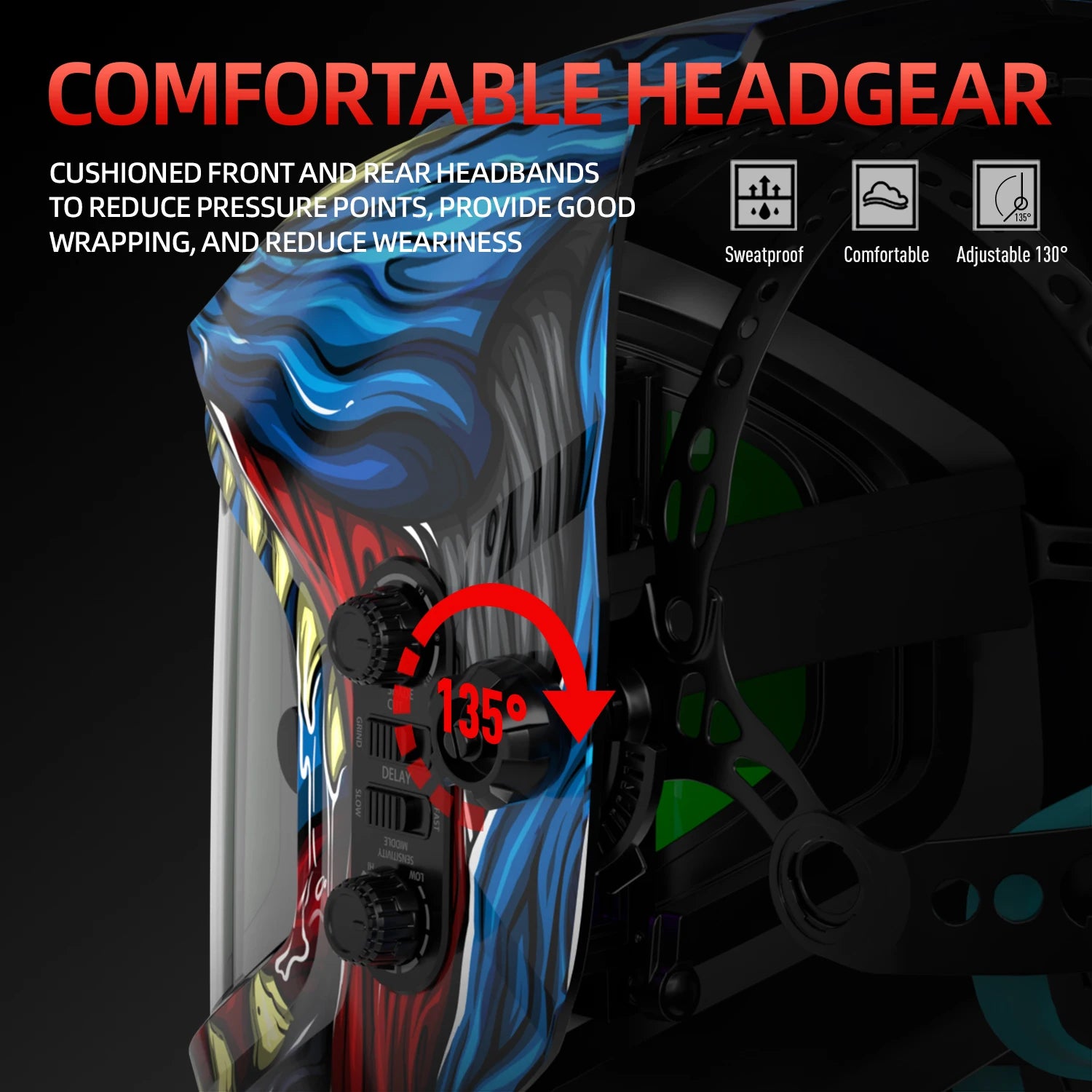 ANDELI Auto Darkening Welding Helmet Panoramic 180° View True Color 4 Arc Sensor Welding Mask for MIG MAG MMA Welder Machine