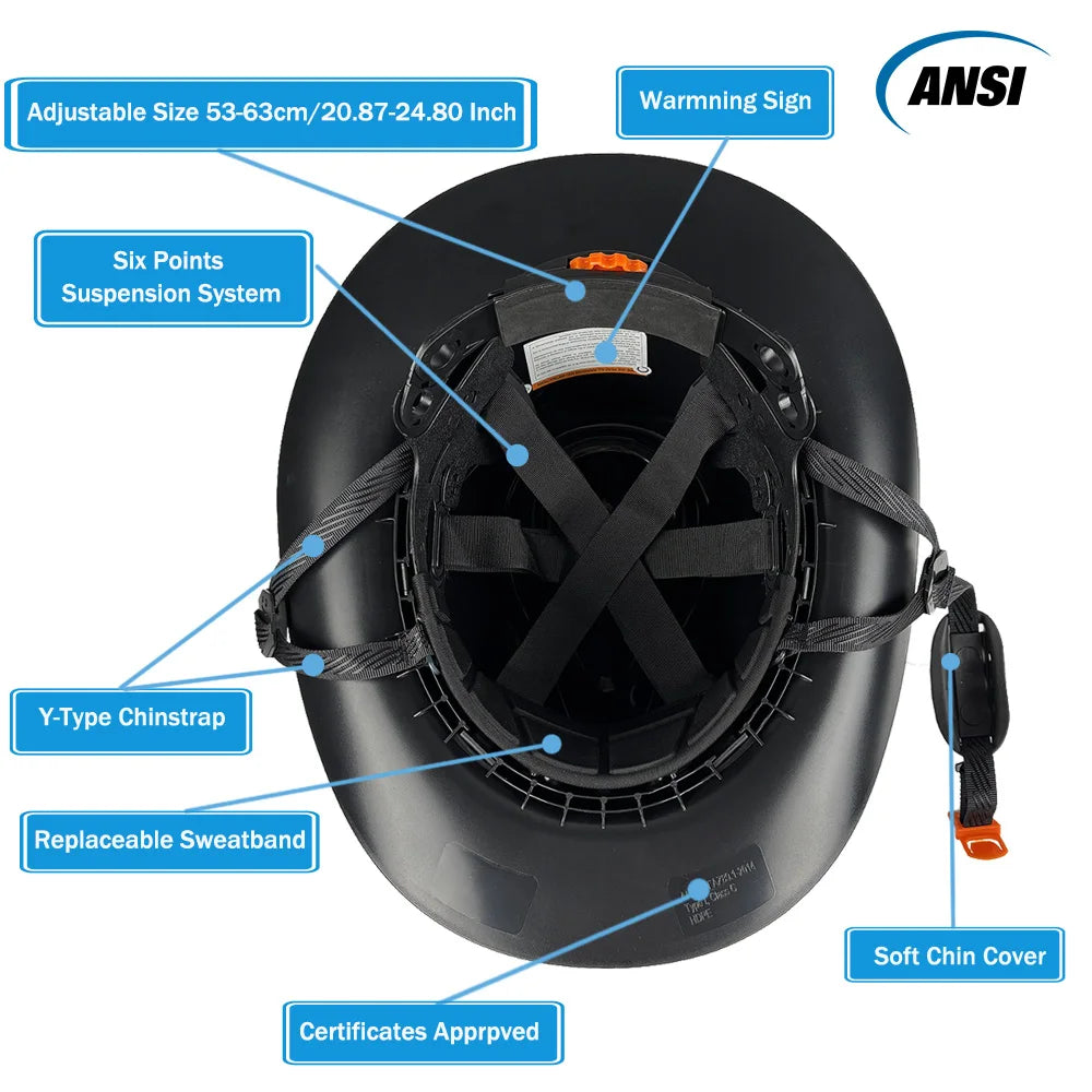 Cowboy Safety Hard Hat ANSI Z89.1 Class C Vented Full Brim Helmet for Outdoor Construction Industrial Use