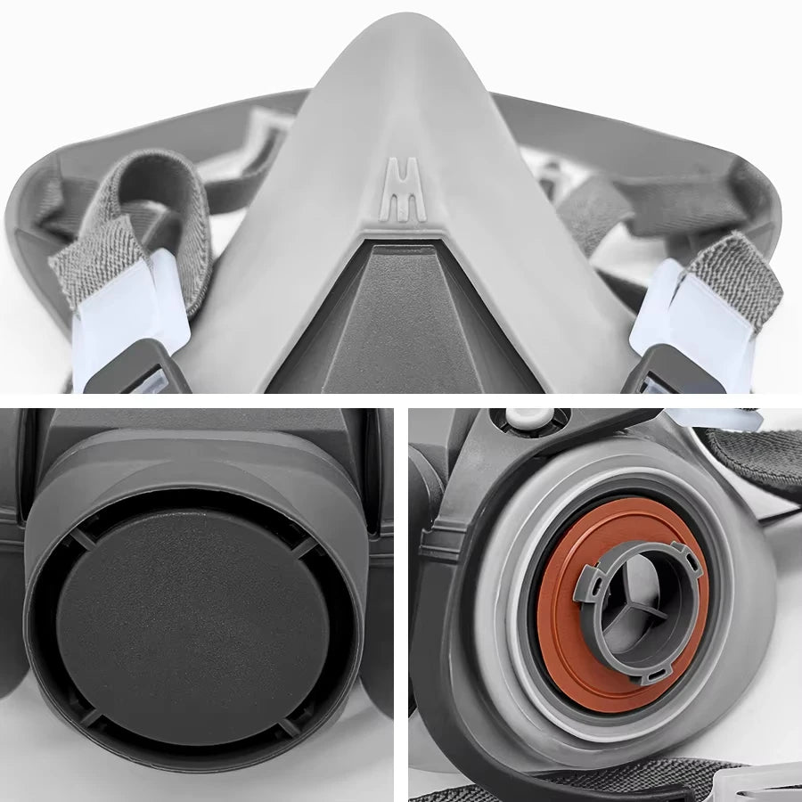27in1 6200 Half Face Dust Gas Mask Respirator For Industrial Paint Spray Chemical Organic Vapor With Filters Protection