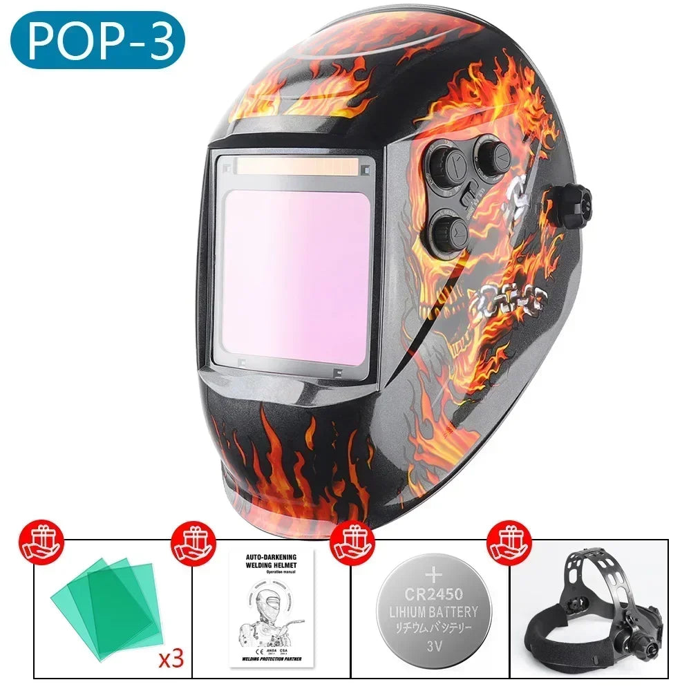 Welding Mask 1/1/1/1 Auto Darkening Welding Helmet 100x97mm Large View TRUE Color 4 Sensors for MIG MAG MMA Welder Machine