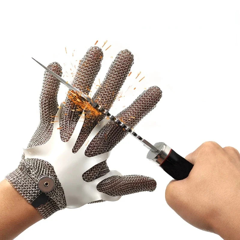 Steel Ring Gloves 316 Stainless Steel Anti Electric Saw Slaughter Machinery Anti Cutting Steel Wire Labor Protection Gloves New