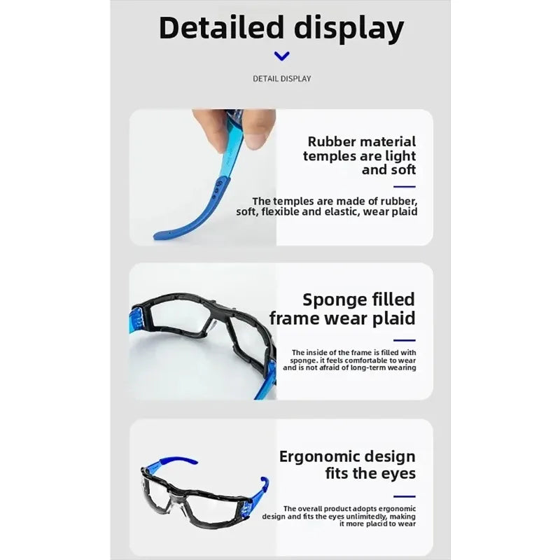 Sponge Sealed Safety Goggles Fashion Clear Plain Lens Protective Glasses Industrial Labor Anti-dust Eyewear Transparent Shield