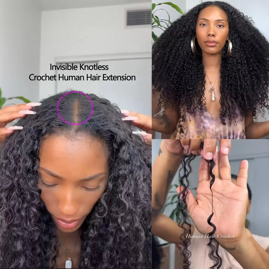 12A Afro Kinky Curly Crochet Human Hair Extensions Knotless Redivided Small Spirals Curly Feather Hair Extensions For Braiding