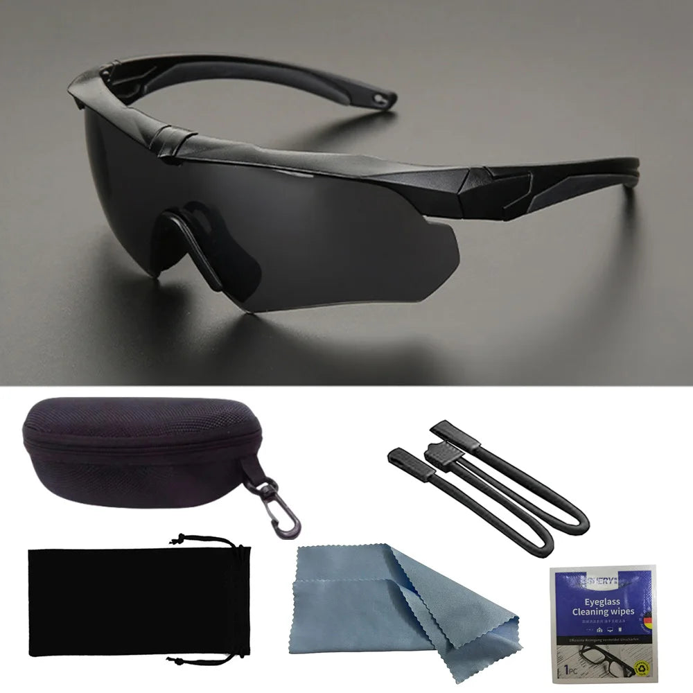 Tactical Eyewear Eye Protection Goggles Unisex Shooting Glasses with 3 Interchangeable Lens Airsoft Goggle for Outdoor Sports