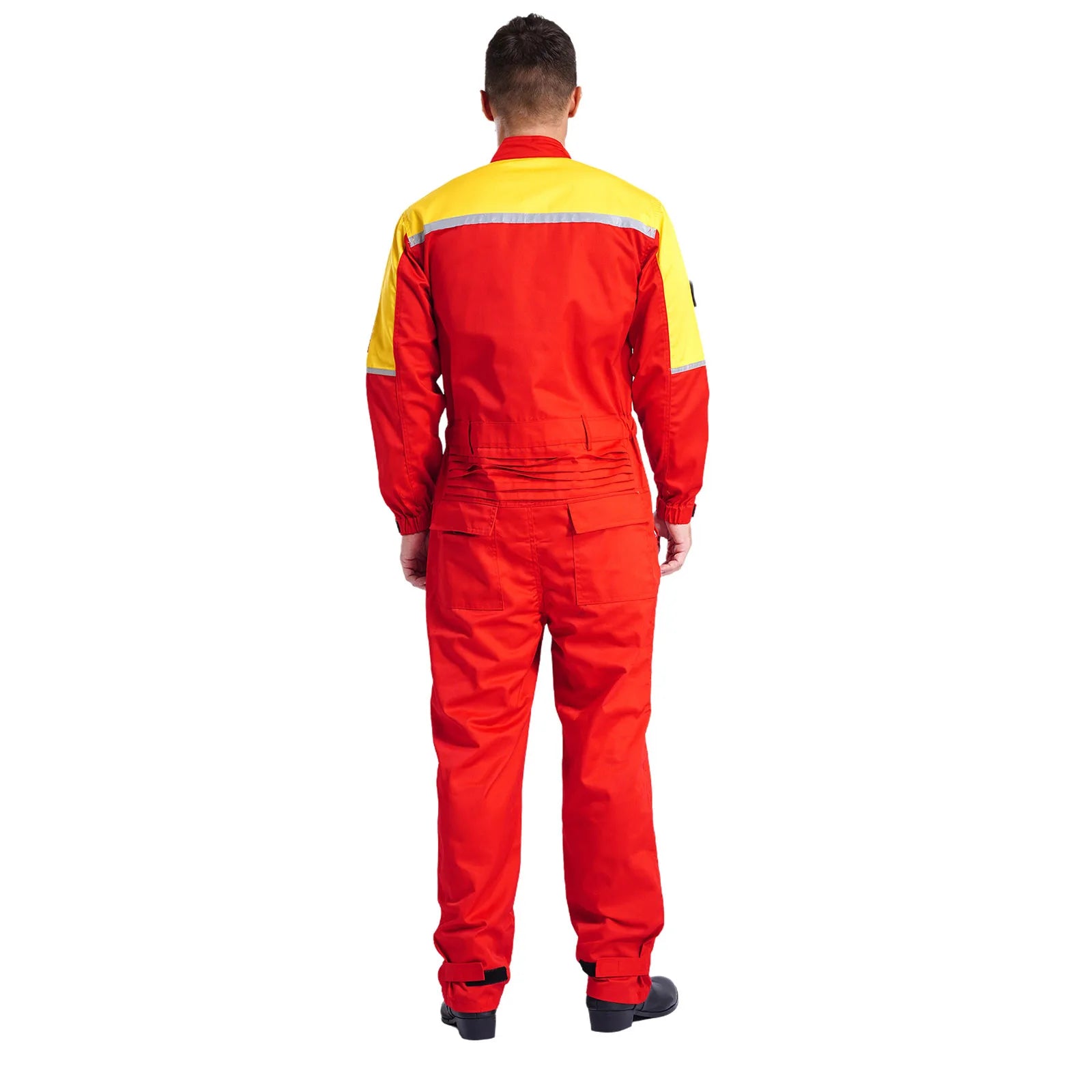 Mens Wear Resistant Anti-static Protective Jumpsuit Workwear Multi-pocket Reflective Straps Full-body Coveralls Workshop Uniform