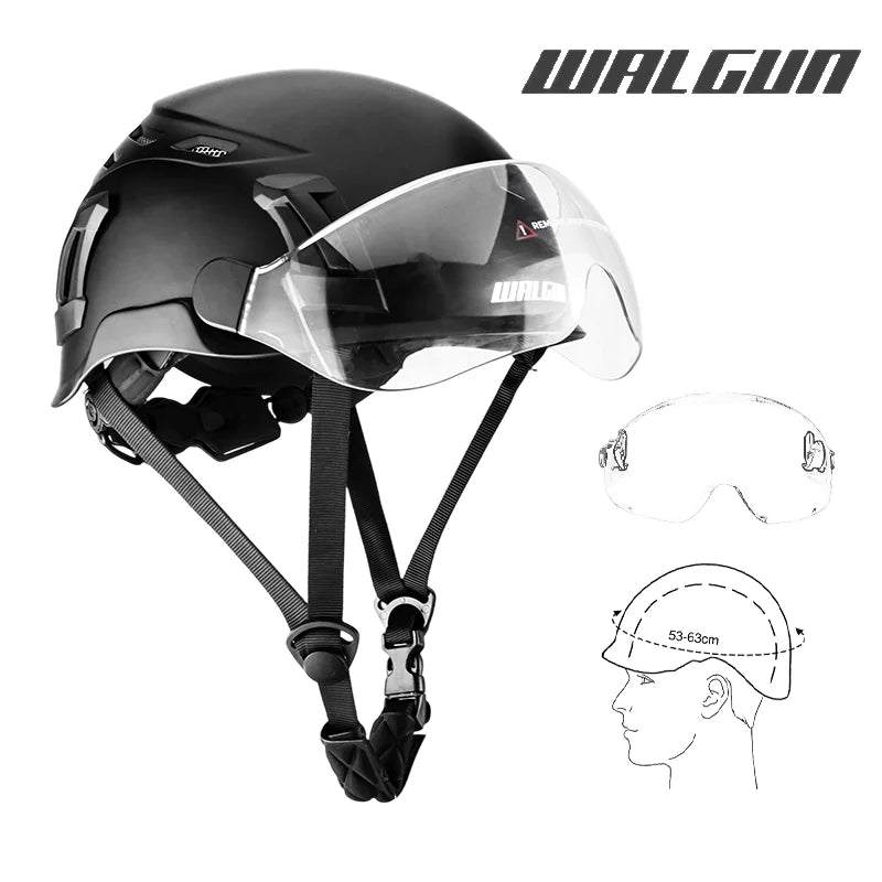 WALGUN K202 Construction Work Safety Helmet with Goggle Lens Visor Ear Protection Hat Electrician Work-at-height Climbing Helmet