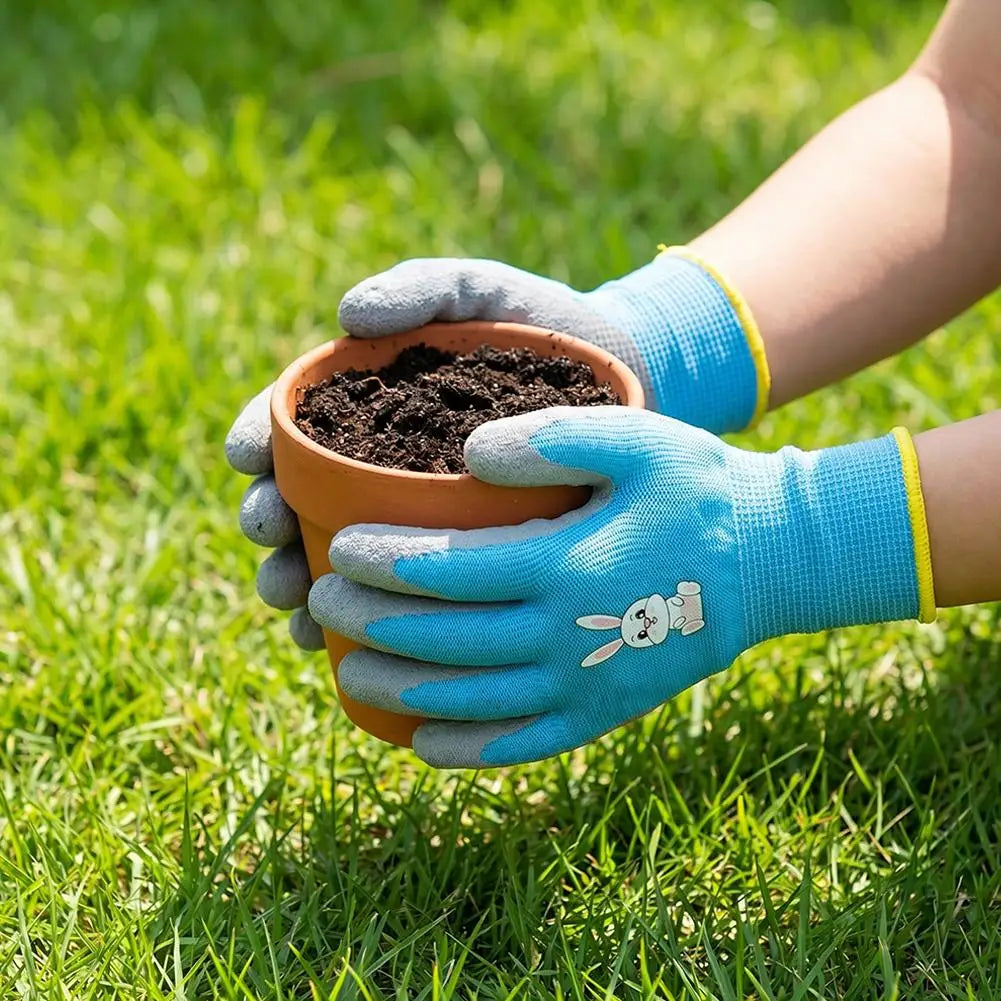Kids Durable Waterproof Garden Work Gloves Non-Slip Children Safety Yard Work Gloves Portable Garden Supplies Gardening Gloves