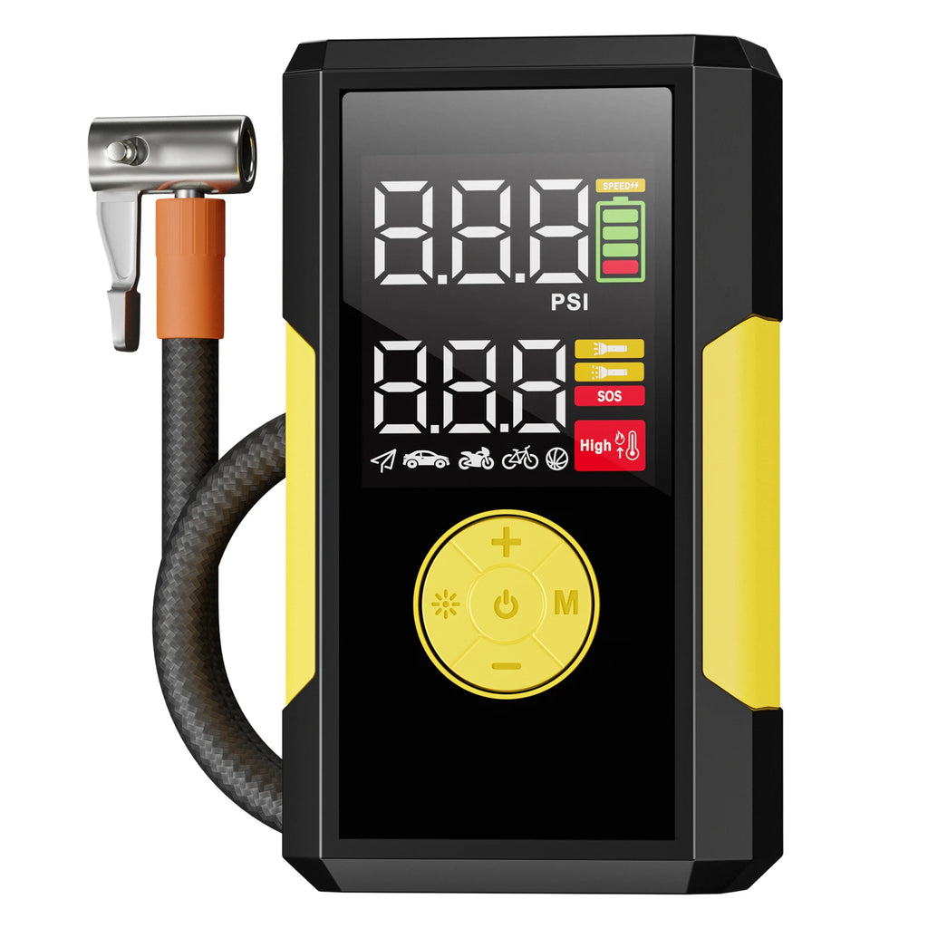 JFEGWO 3-in-1 Portable Air Pump 150PSI, Tire Inflator with Digital Display, Power Bank & LED Light for Car Motorcycle Bike Ball