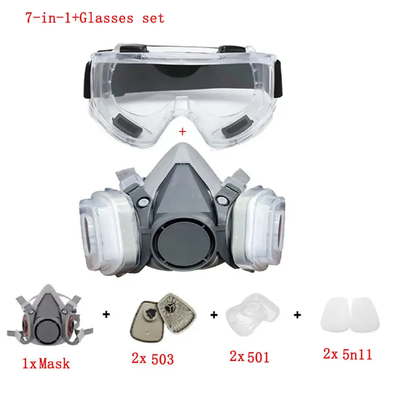 6200 Dust Mask Half Face With 503 5N11 Particle Filters Goggles Set For Industrial Labor Dust Paint Spray Decoration Grinding ﻿