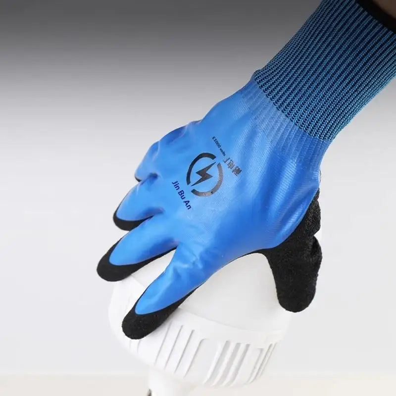 New 1 Pair Withstanding Voltage 1000V High Elasticity Glove Safety Protective Blue Electrician Insulating Gloves