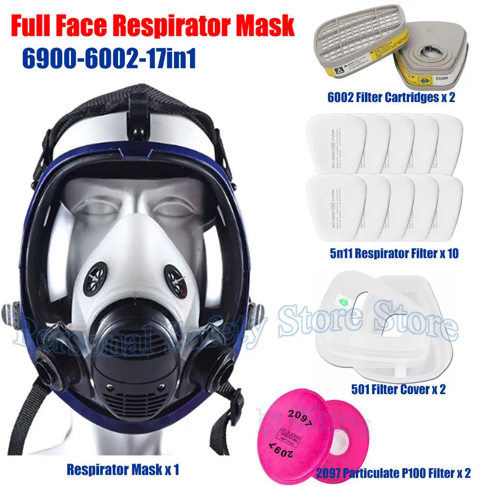 Chemical Gas Mask 6800 Dust Respirator Anti-Fog Full Face Mask Filter For Industrial Acid Gas, Welding Spray Paint Insecticide