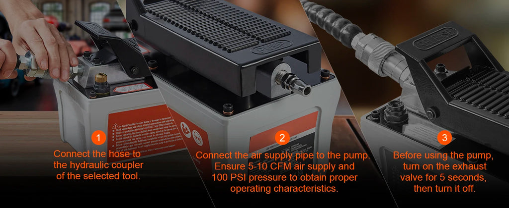 SucceBuy Air Hydraulic Pump 10,000 PSI 1/2 Gal Reservoir Foot Actuated Air Treadle for Auto Body Frame Machines and Pulling Post