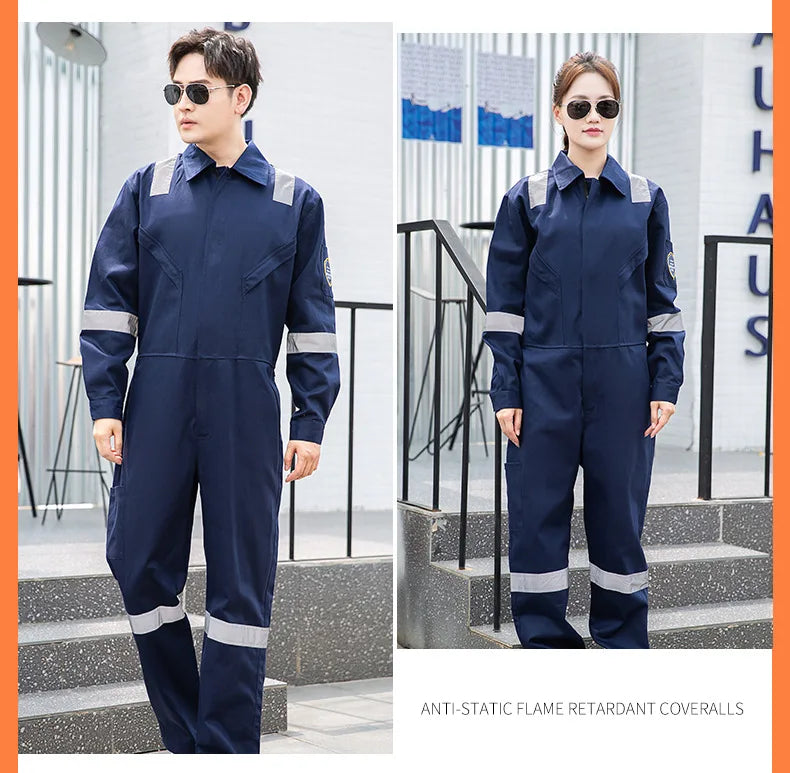 High Temperature Resistant Uniform Anti-static Flame Resistant Coveralls Hi Vis Safe Clothing Cotton Work Overall Welding Suit